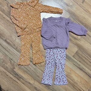 Carter's Girls' Lavender Quilted Top & Floral Pants Matching Set